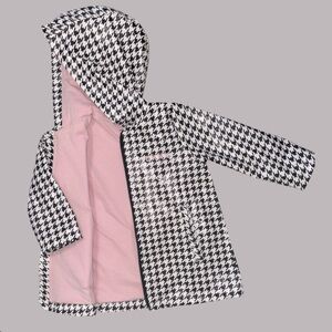 DKNY Baby Girls Raincoat Black and White Houndstooth pattern Size 18 months‎